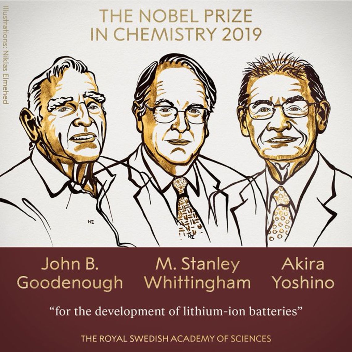 El Premio Nobel de Química fue para el desarrollo de baterías de ion-litio