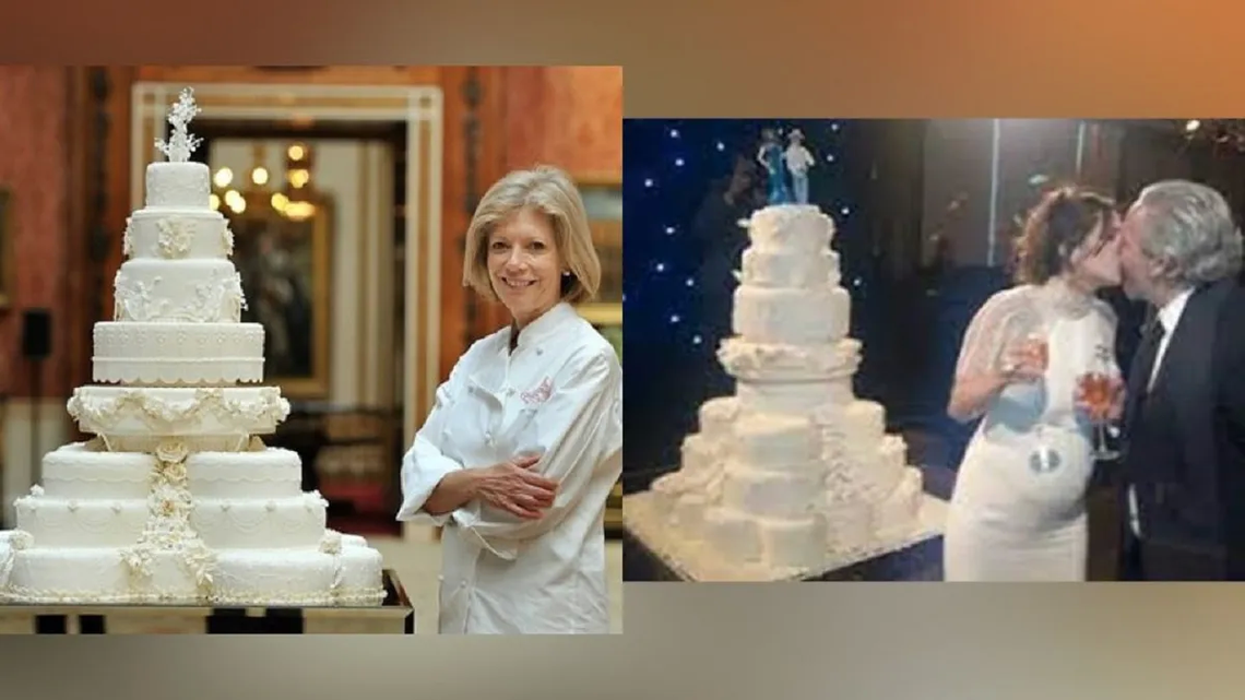 Pastel de bodas del Principe William y su esposa Kate Middleton (Izquierda) y el el pastel de bodas de Victoria Vanucci y Matías Garfunkel (derecha).