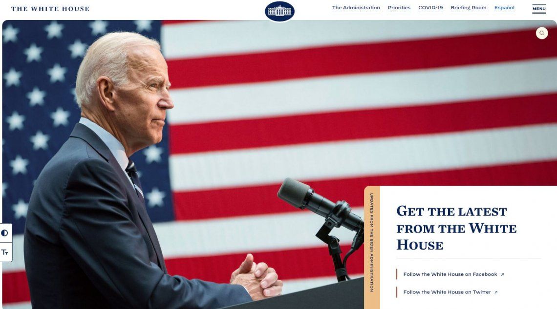 Tras la asunción de Biden, la web de la Casa Blanca publicó un mensaje oculto
