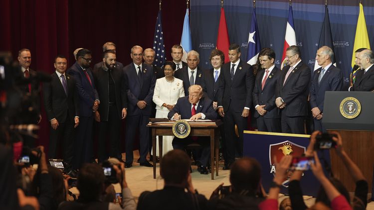 La coalición militar “Escudo de las Américas” fue presentada este sábado por el presidente de Estados Unidos, Donald Trump.