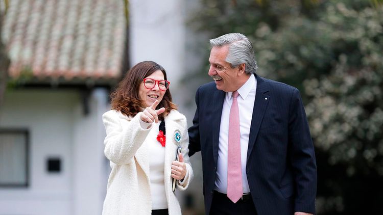 La flamante ministra Silvina Batakis y el presidente Alberto Fernández, en la Quinta de Olivos. Foto: Presidencia.