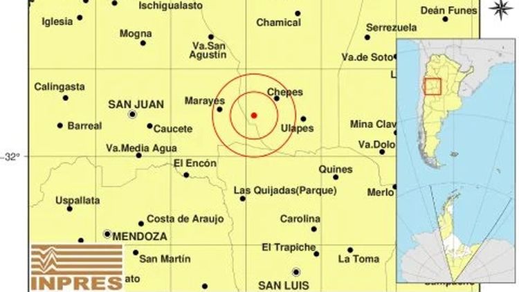 El sismo se sintió en La Rioja y alrredeores. Fuente: Instituto Nacional de Prevención Sismológica (Foto: Inpres).