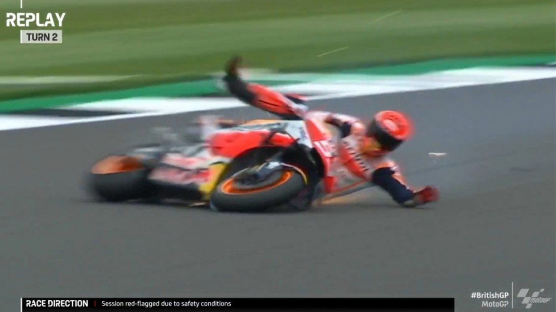 Marc Márquez protagonizó una espectacular caída en el MotoGP.