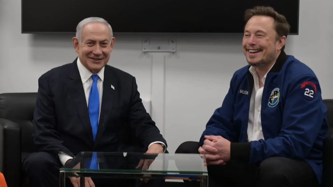 Elon Musk junto al primer ministro israelí Netanyahu