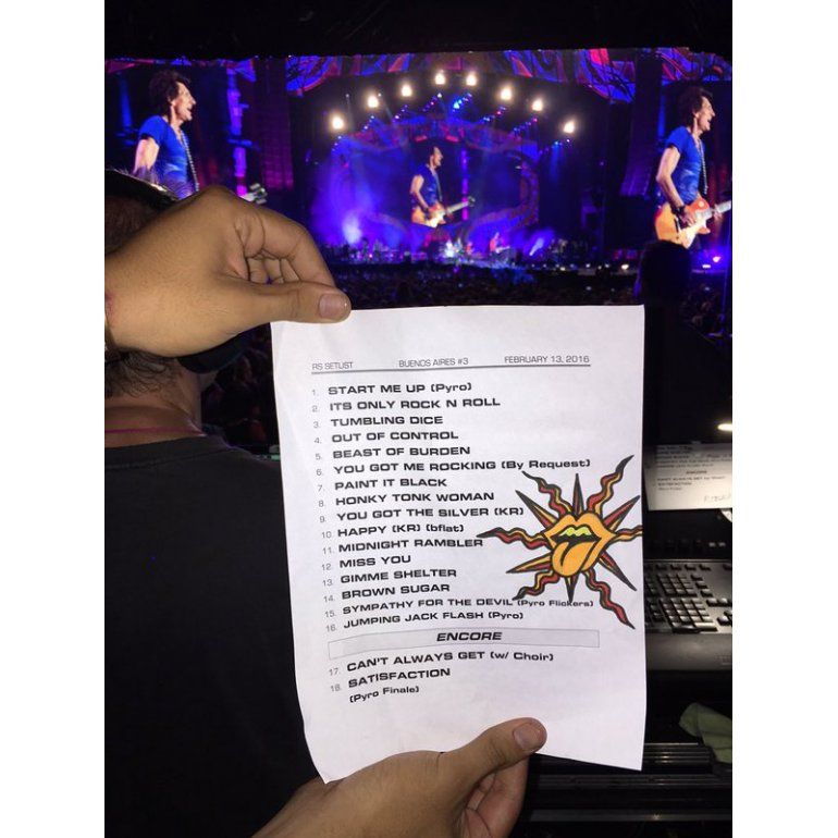 Lista de temas del tercer recital de los Rolling Stones.