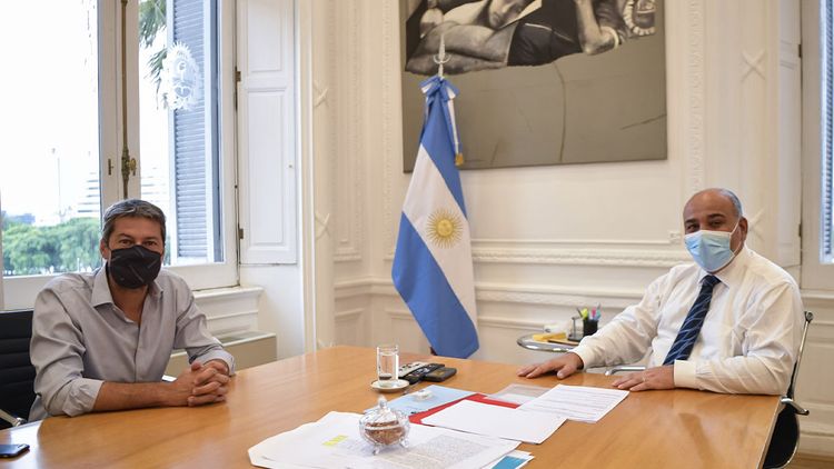 Matías Lammens (Ministro de Turismo) y Juan Manzur (jefe de Gabinete de Ministros)