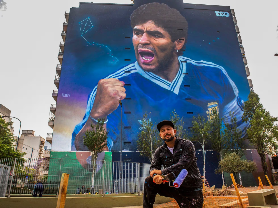 Cuando al artista le llegó la convocatoria para pintar a Diego Maradona, no dudó un segundo