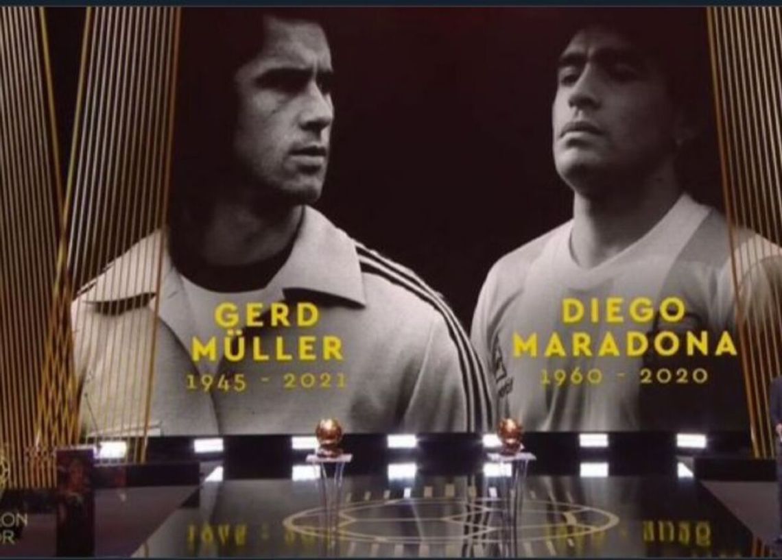 Diego Maradona y Gerd Muller fueron recordados en el Balón de Oro. 