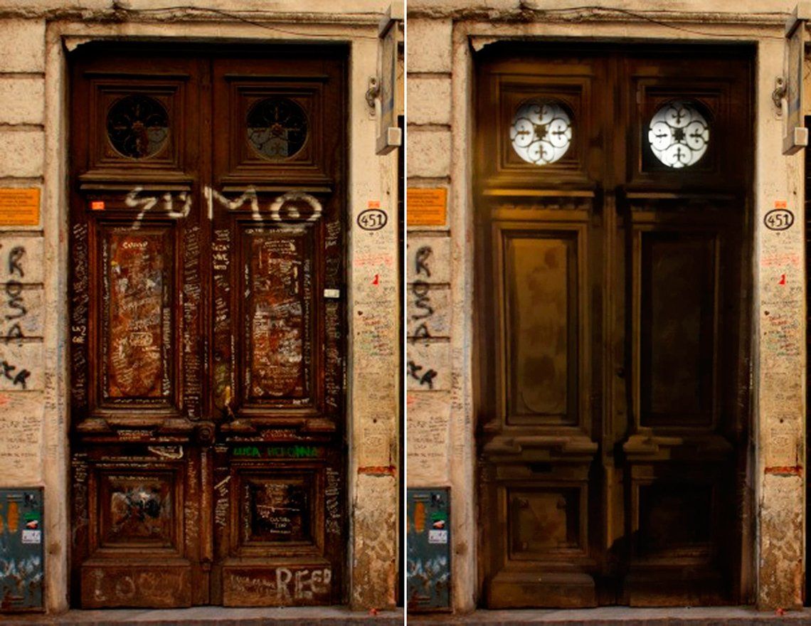 El Gobierno de la Ciudad pintó las históricas puertas de la casa donde murió Luca Prodan