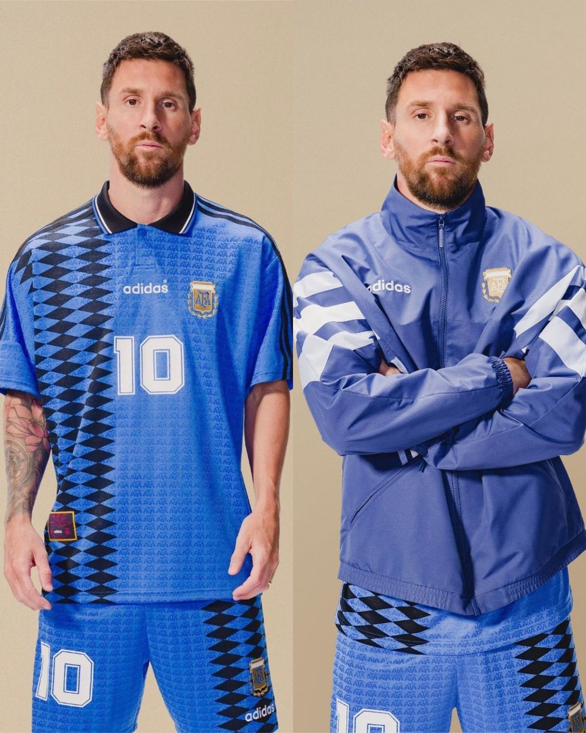 La nueva colección retro de la Selección Argentina con Lionel Messi como modelo.