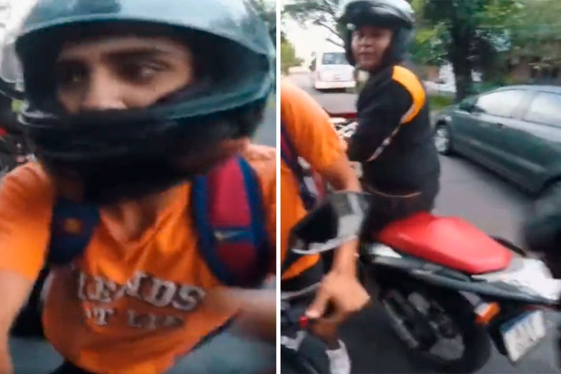 El rostro de los delincuentes que quisieron robarle la moto a Callejero Motovlog, un joven que comparte en redes sus vivencias sobre su vehículo. Captura.