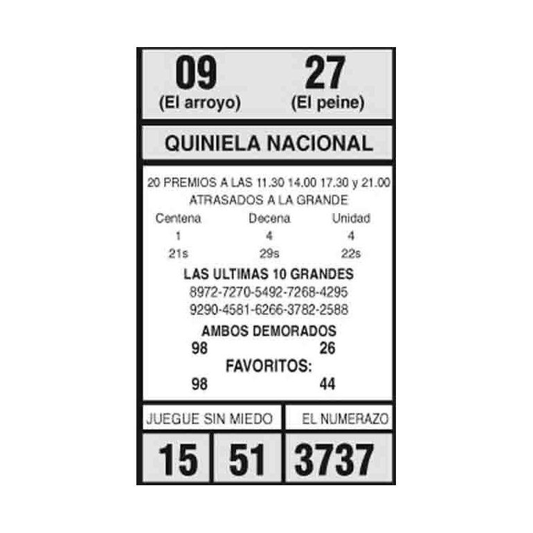 LOS NUMEROS QUINIELA NACIONAL