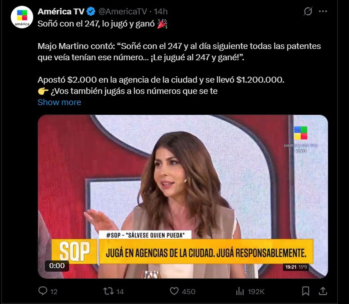 Majo Martino jugó el número que soñó y la pegó. 