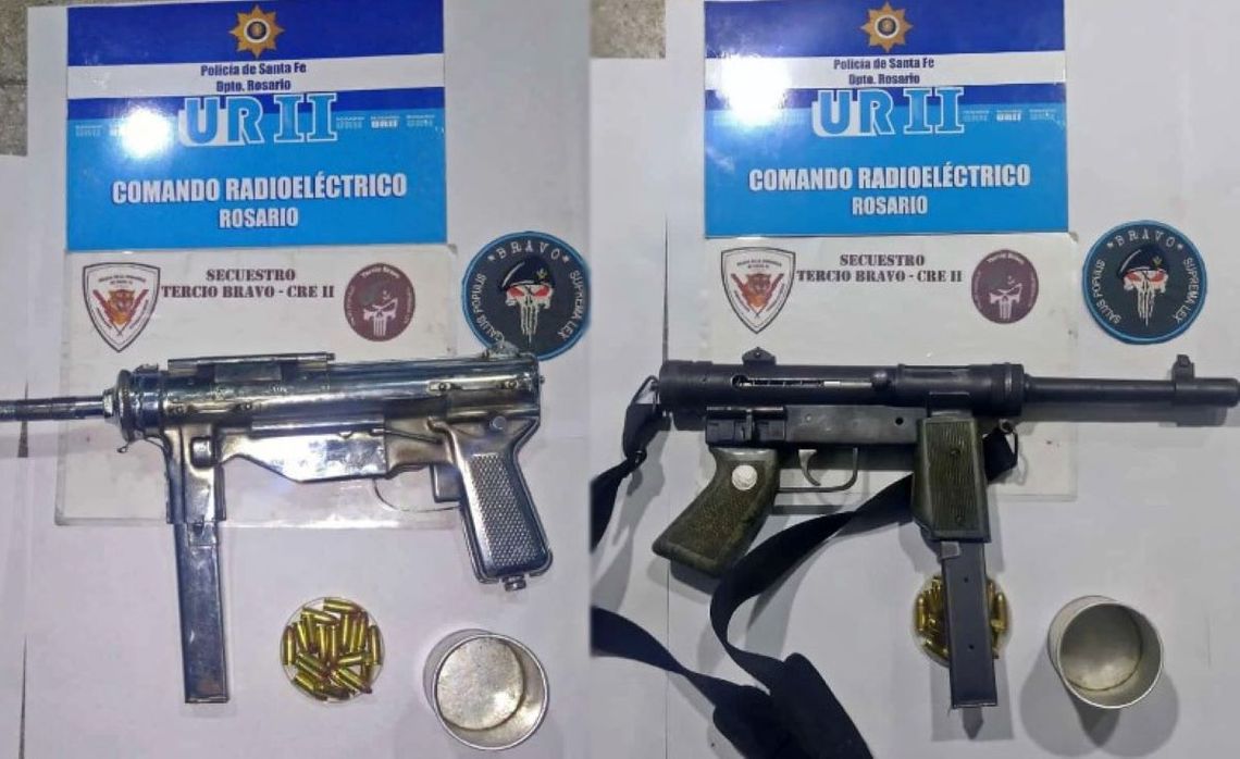 Rosario: detuvieron a tres jóvenes con dos ametralladoras