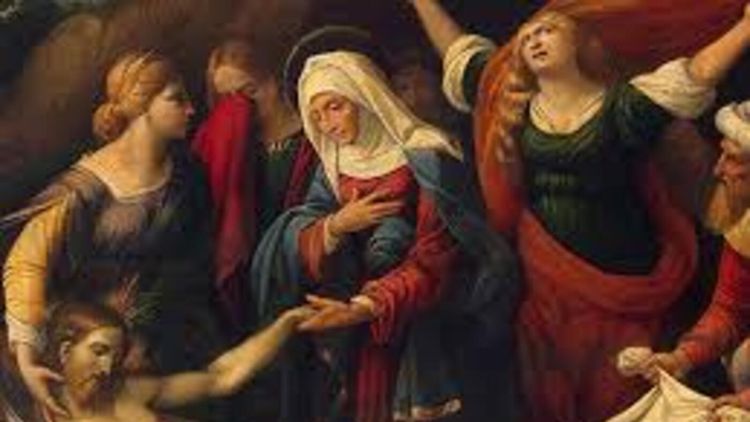 Jesús en el sepulcro, junto a su madre, la Virgen María&nbsp;