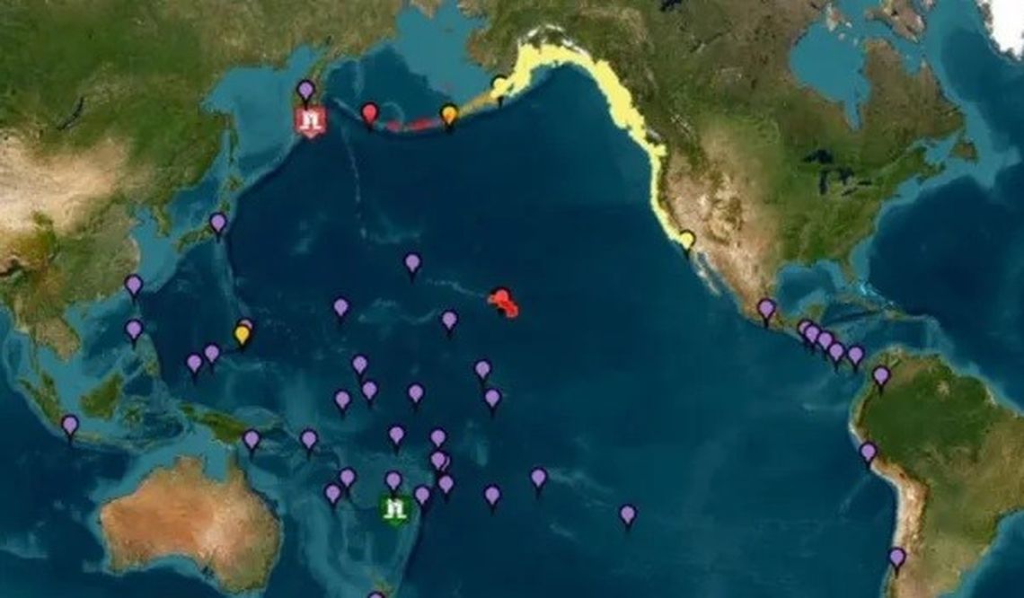 Las costas de todo el océano Pacífico corren riesgo de tsunamis.