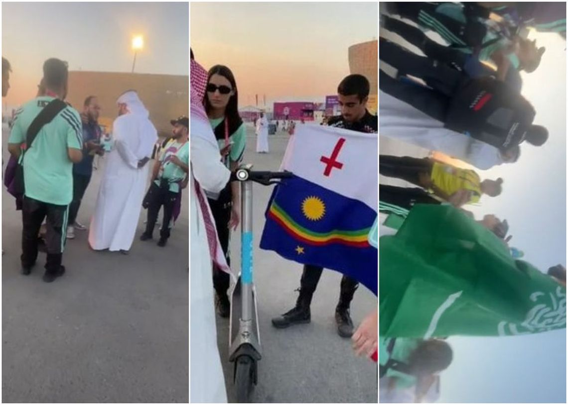 Qatar: pisan una bandera tras confundirla con la del LGBTIQ+.
