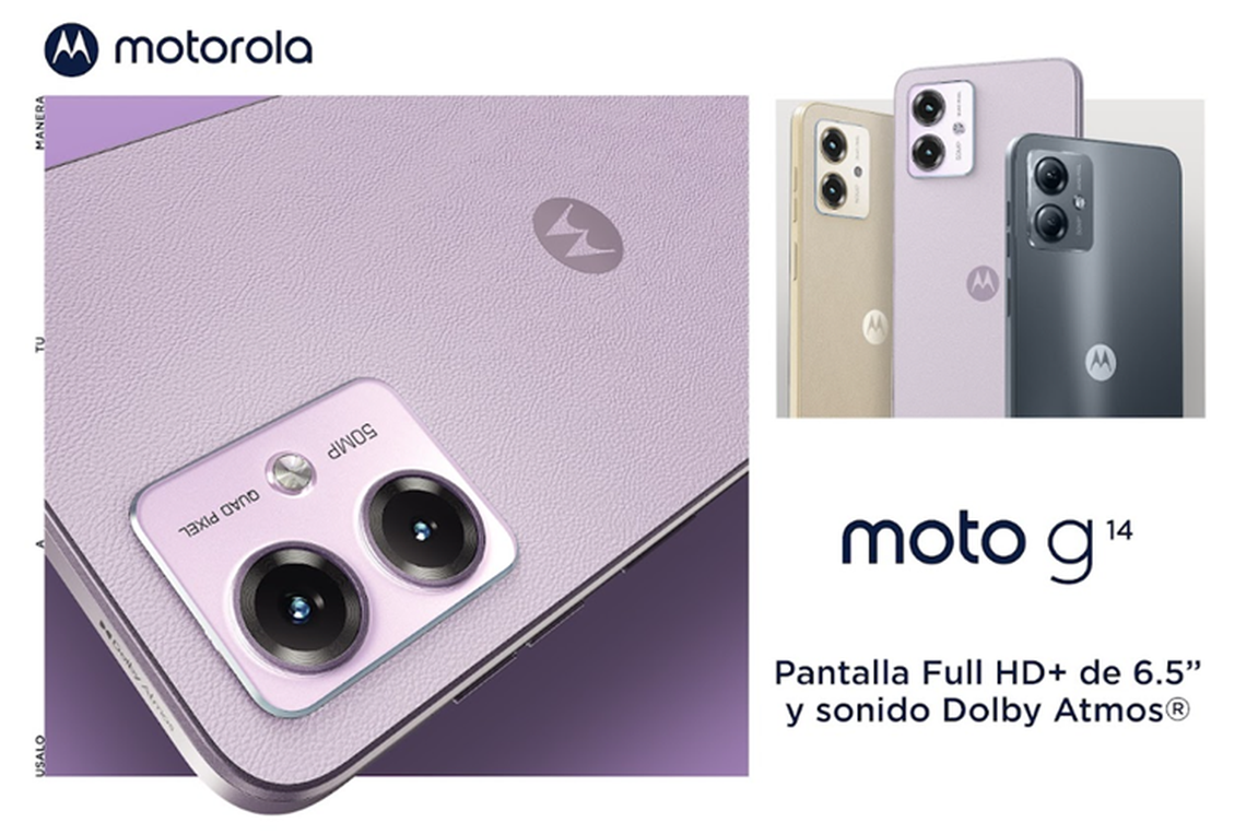 Moto g14: Pantalla Full HD+ de 6.5 + Dolby Atmos