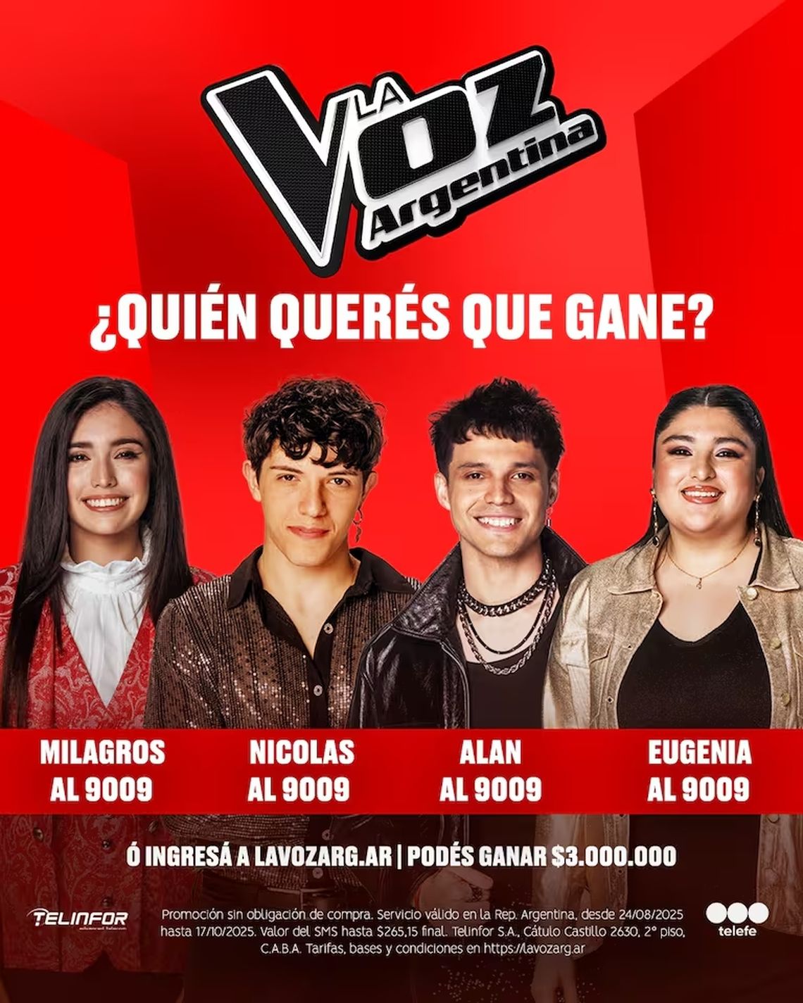 Los cuatro finalistas de La Voz Argentina 2025.