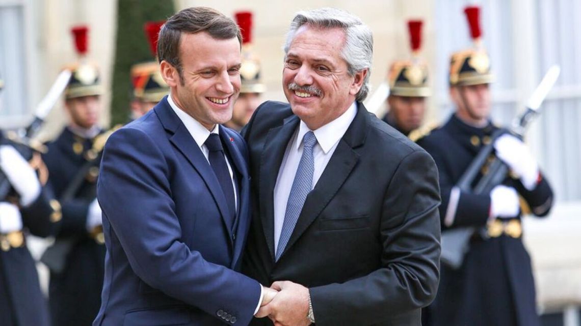 El presidente Alberto Fernández con su colega francés