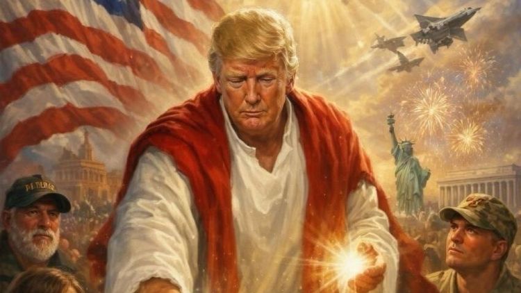 La ilustración mostraba a Trump con una estética asociada a figuras religiosas.