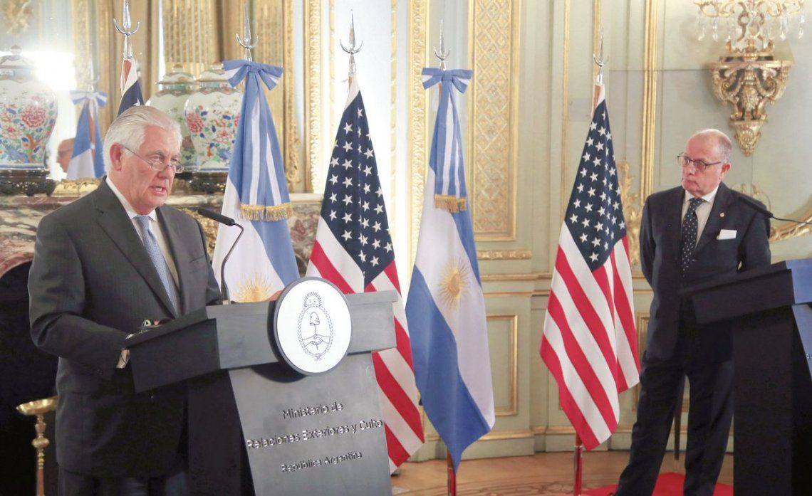 Tillerson y Faurie dieron una conferencia de prensa en el Palacio San Martín.