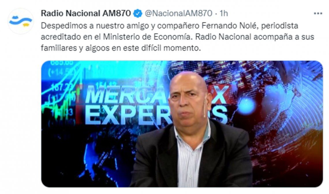Pancho Nolé era acreditado de Radio Nacional en el Ministerio de Economía.