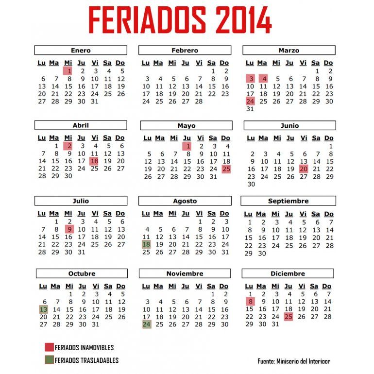 Calendario De Feriados 2014 3586