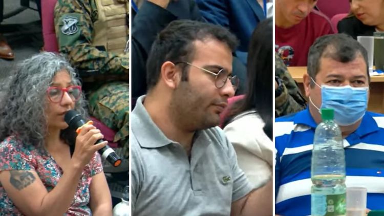 Emerenciano Sena, César Sena y Marcela Acuña, condenados a prisión perpetua por el femicidio de Cecilia Strzyzowski, durante una de las audiencias del juicio en Chaco.