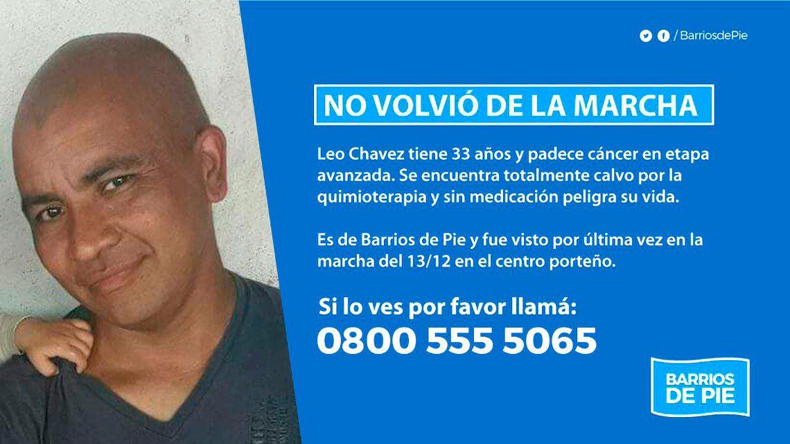 Un militante de Barrios de Pie está desaparecido hace más de una semana