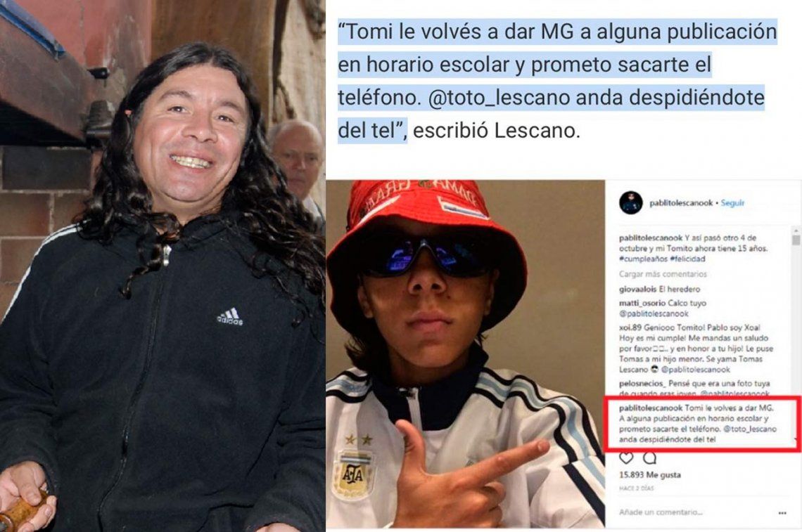 Pablo Lescano retó a su hijo por usar redes sociales en horario escolar
