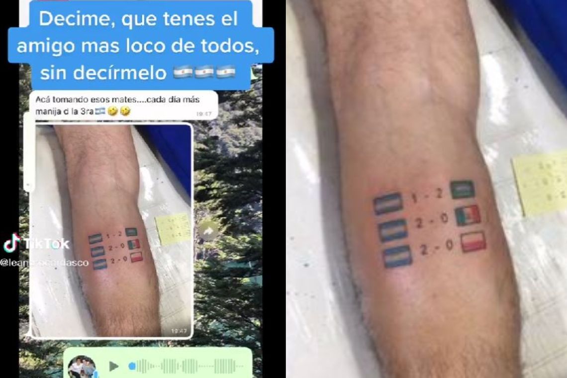 TikTok: un argentino se tatuó los resultados de la Selección en fase de grupos.