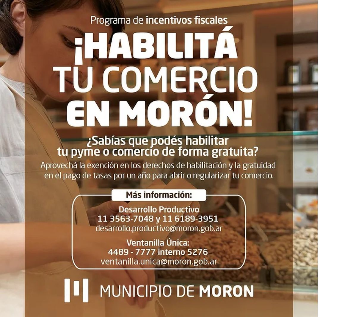 Lanzan programa para habilitar comercios de manera gratuita en Morón