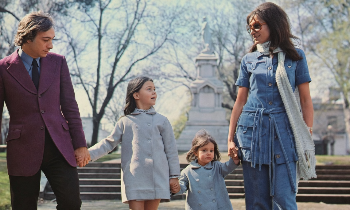 Beto Brandoni junto Marta Bianchi y las hijas de la pareja, Florencia y Micaela.