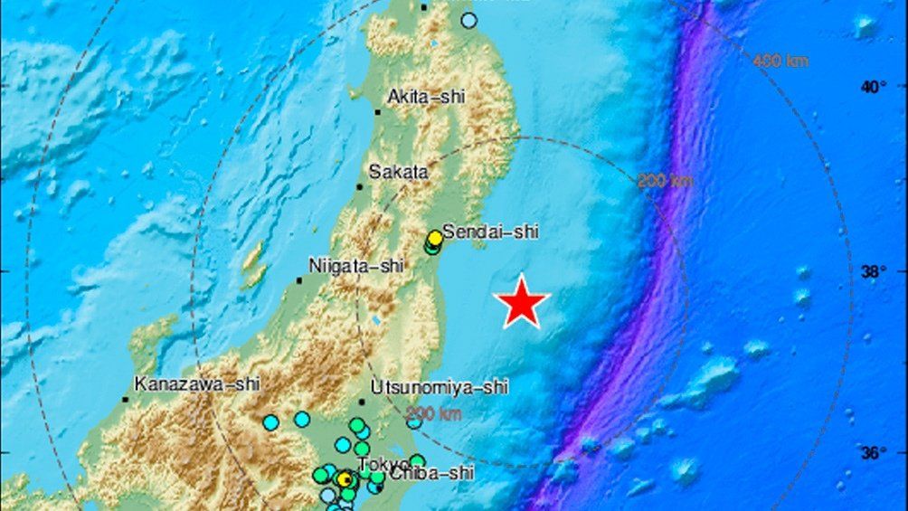 El epicentro del sismo se situó a 60 km de profundidad en el Océano Pacífico y a unos 60 km de las costas de Fukushima.