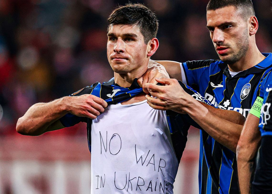 Ruslan Malinovskyi celebró su doblete en la Europa League con un pedido de paz 