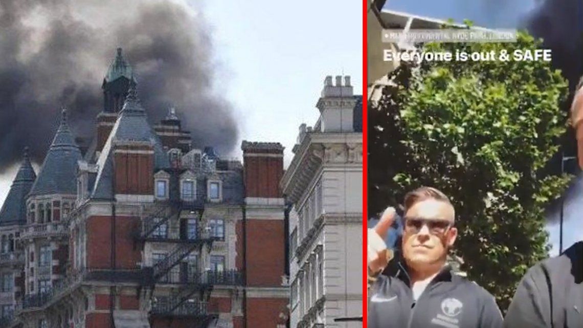 Video | Robbie Williams debió ser evacuado de un hotel que se prendió fuego