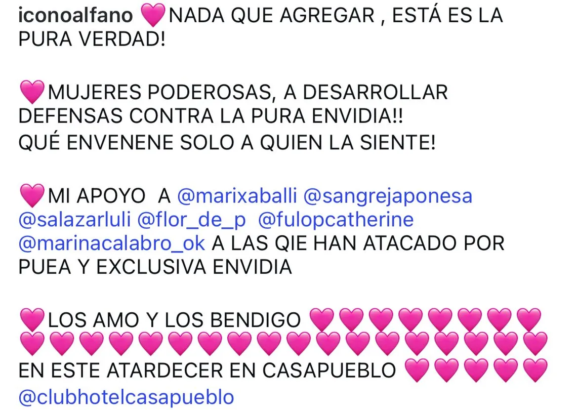 El mensaje de su posteo.