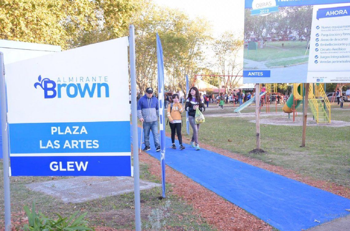 Almirante Brown: vecinos de Glew disfrutan renovada plaza De Las Artes