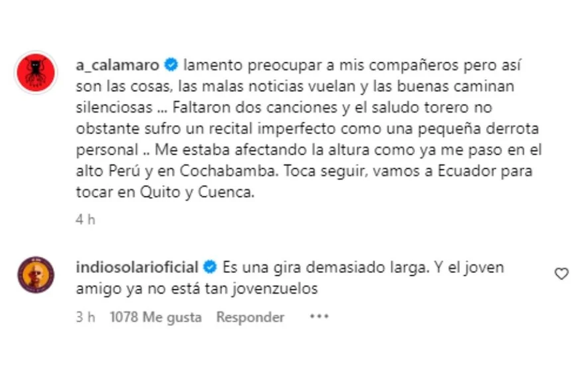 El comentario del Indio Solari a Andrés Calamaro. 