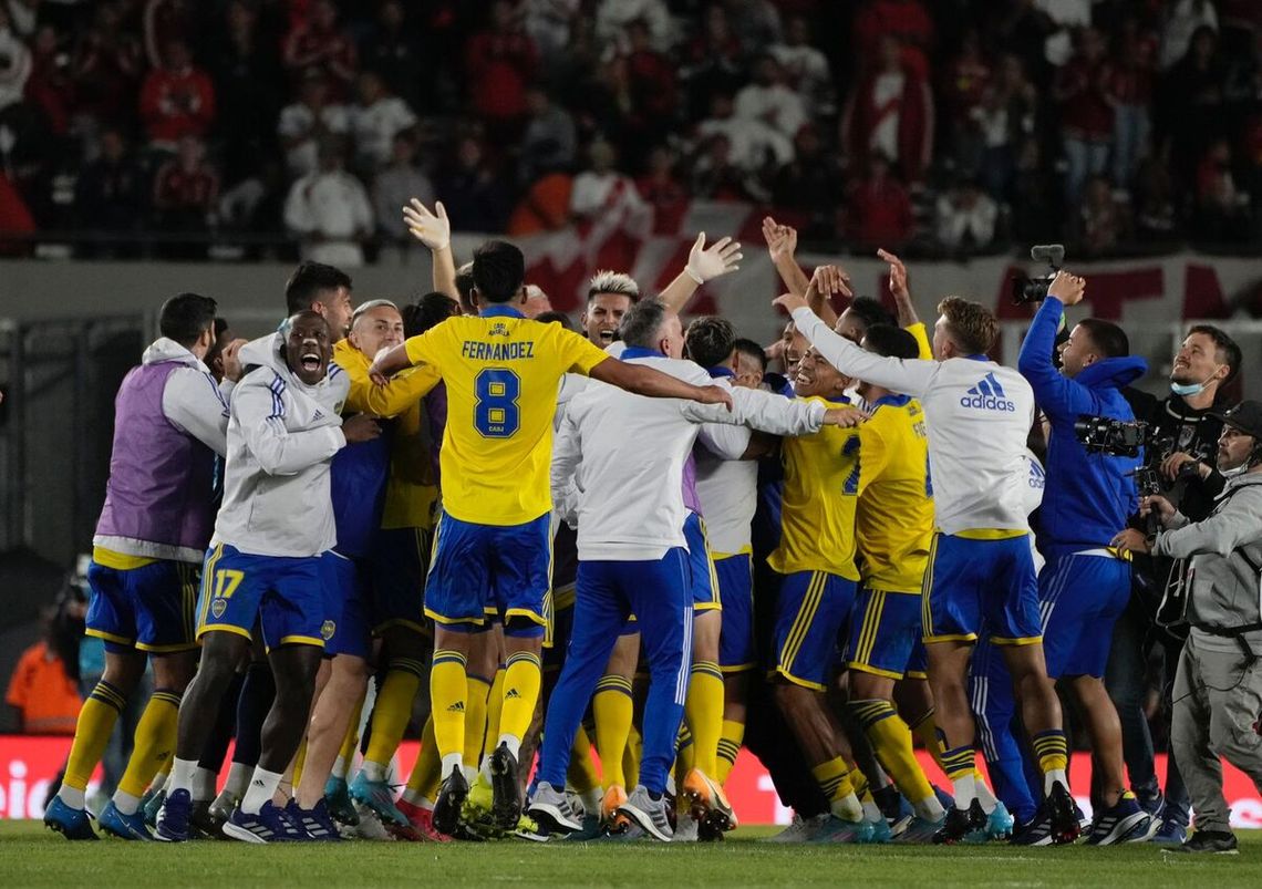 La celebración de los jugadores de Boca. 
