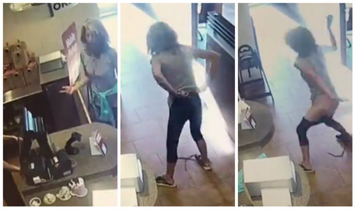 Video | Furiosa, defecó en pleno bar y atacó a empleado con su excremento