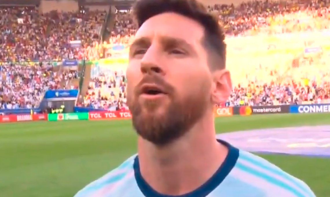Entró motivado: Leo Messi cantó el himno como nunca antes en la previa a Argentina-Venezuela por Copa América