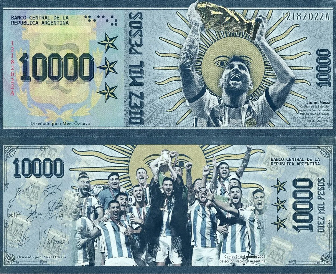 El billete de 10 mil pesos con Messi y la copa que se volvió viral en redes sociales