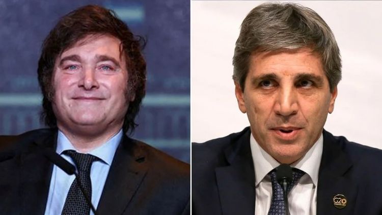 El presidente electo, Javier Milei, y el ministro de Economía, Luis Caputo.