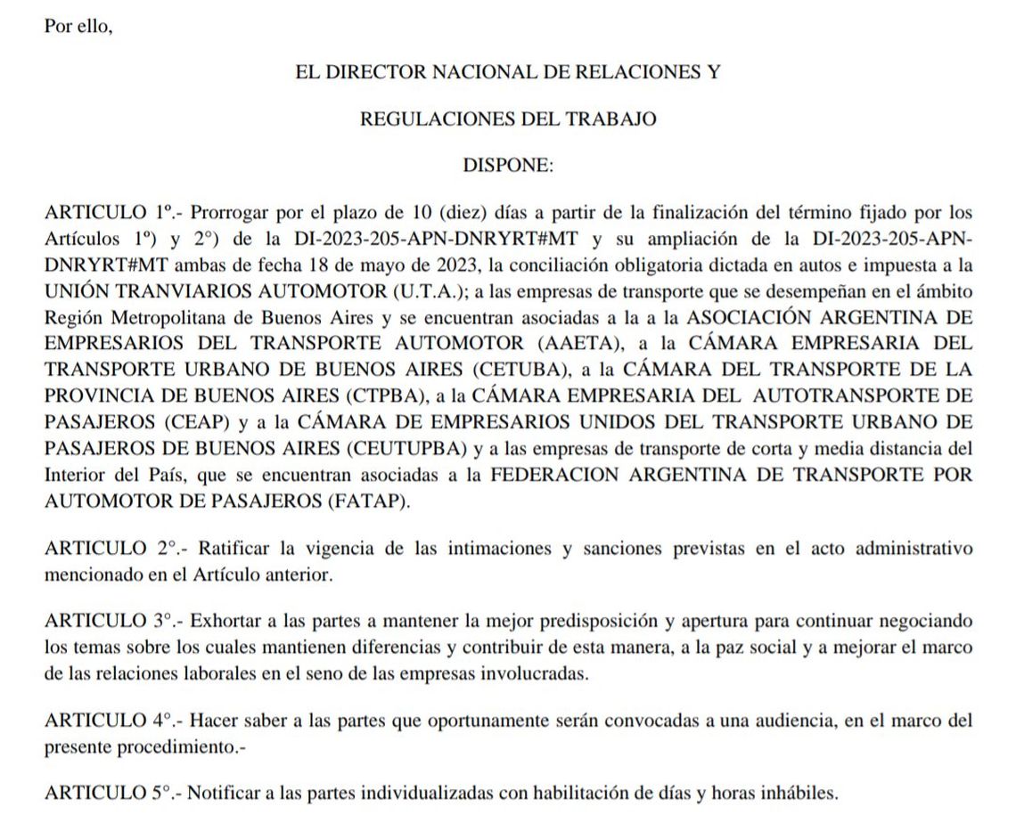 Se levantó el paro de colectivos: el comunicado del Ministerio de Trabajo.
