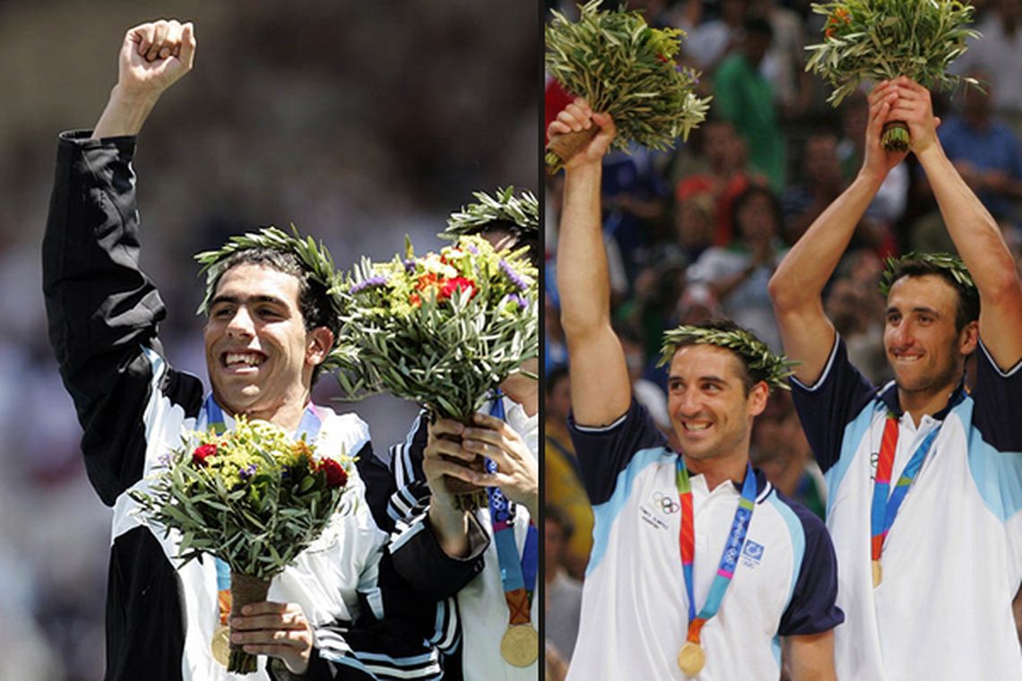Argentina en lo más alto del podio de fútbol y básquet en Atenas 2004.
