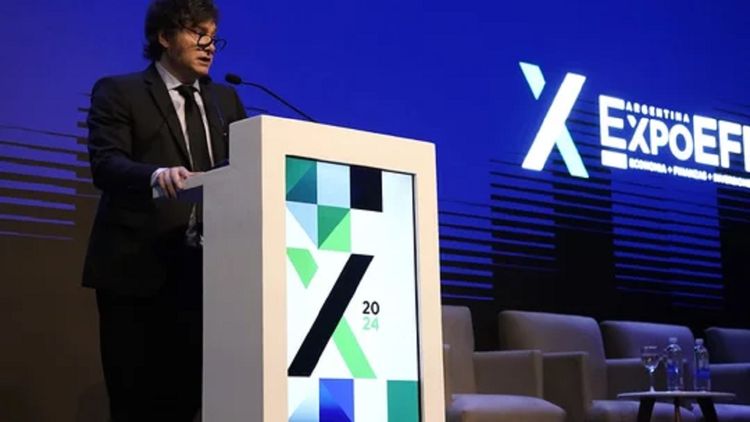 Javier Milei habló este miércoles en la ExpoEFI 2024, evento que se desarrolló en la rural. 