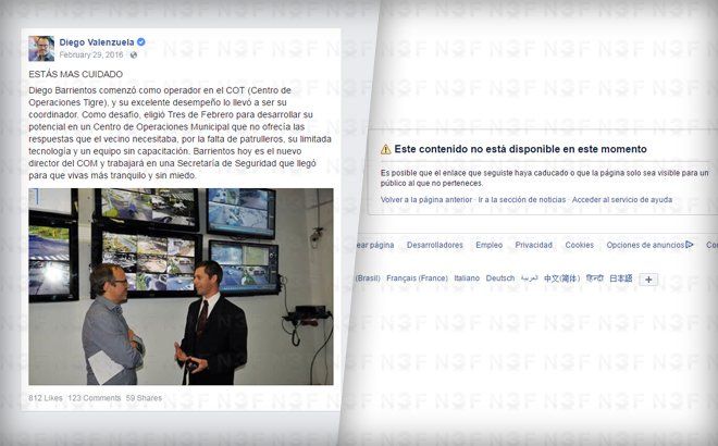 El intendente Diego Valenzuela eliminó de su perfil en Facebook la foto que se había sacado con el funcionario imputado.