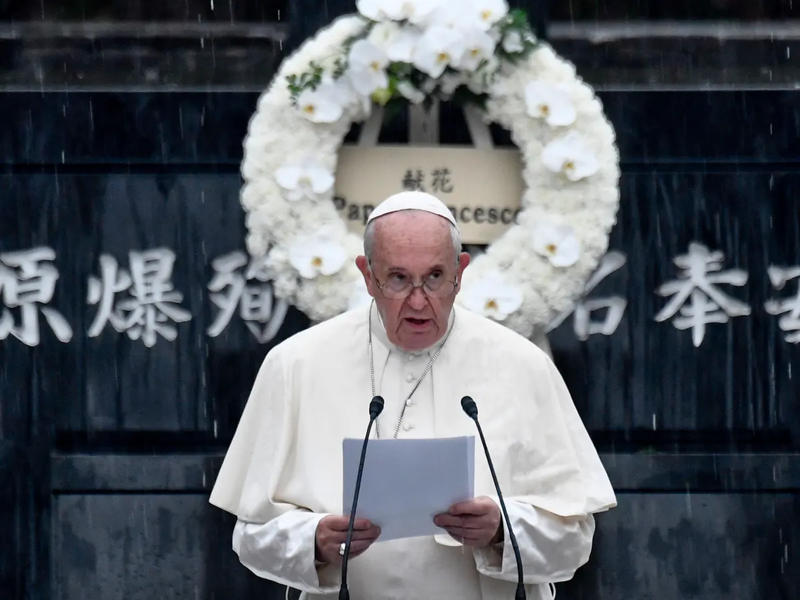 El Papa Francisco hablando en el memorial de Nagasaki. (Archivo).